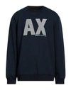 Armani Exchange Man Sweatshirt Navy Blue Size Xxl Polyester, Cotton