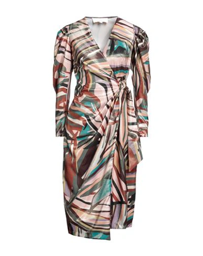 Closet Woman Midi Dress Blush Size 6 Polyester, Metallic Fiber, Elastane In Pink