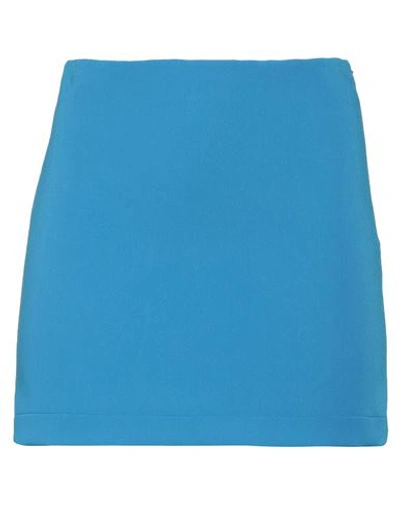 Patrizia Pepe Woman Mini Skirt Azure Size 2 Polyester, Viscose, Elastane In Blue