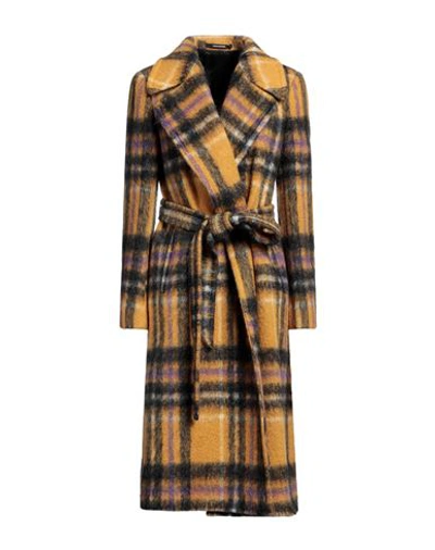 Tagliatore Woman Coat Ocher Size 8 Wool, Polyamide, Mohair Wool, Alpaca Wool, Acrylic In Yellow
