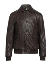 ANDREA D'AMICO ANDREA D'AMICO MAN JACKET DARK BROWN SIZE 46 SOFT LEATHER