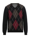 Thomas Reed Man Sweater Dark Brown Size 44 Merino Wool