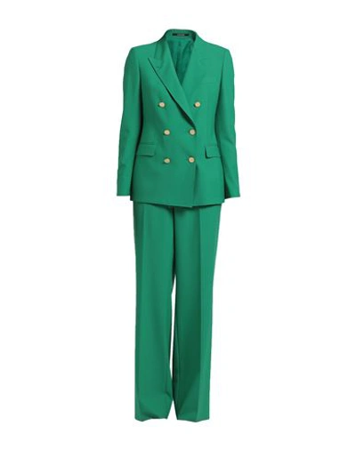 Tagliatore 02-05 Woman Suit Emerald Green Size 12 Polyester, Virgin Wool, Elastane