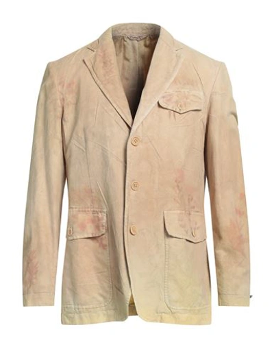 Capalbio Man Suit Jacket Sand Size 40 Linen In Beige