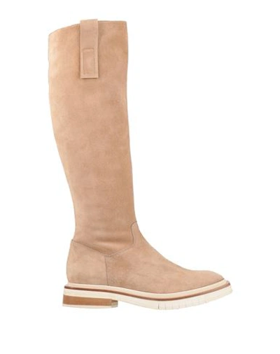 Zinda Woman Knee Boots Sand Size 11 Soft Leather In Beige