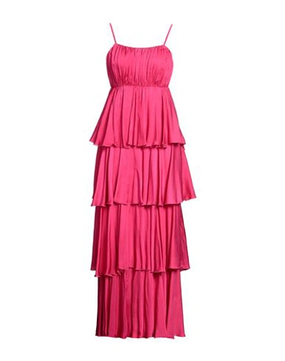Brand Unique Woman Long Dress Fuchsia Size 3 Viscose In Pink