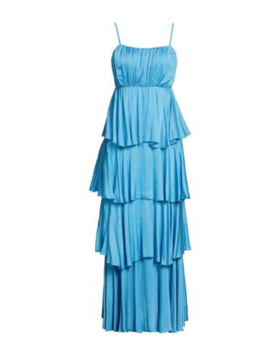 Brand Unique Woman Long Dress Azure Size 1 Viscose In Blue