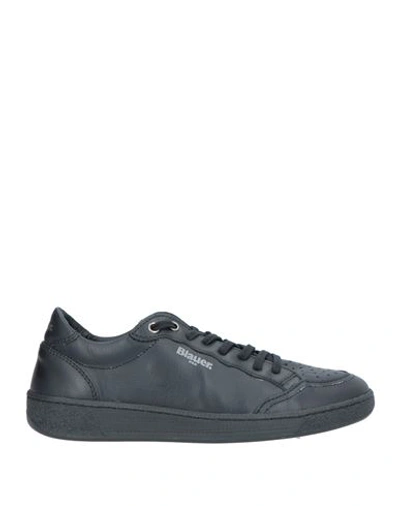 Blauer Man Sneakers Black Size 9 Soft Leather, Textile Fibers