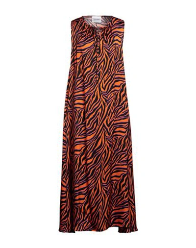 Brand Unique Woman Maxi Dress Orange Size 2 Viscose, Silk