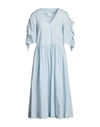 Vicolo Woman Midi Dress Sky Blue Size S Cotton