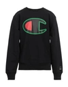 Champion Man Sweatshirt Black Size M Cotton, Polyester In Black