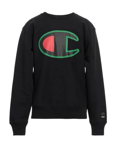 Champion Man Sweatshirt Black Size M Cotton, Polyester