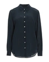 120% Lino Woman Shirt Navy Blue Size 4 Silk