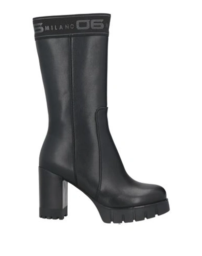 06 Milano Woman Knee Boots Black Size 11 Textile Fibers
