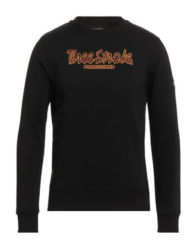 Three Stroke Man Sweatshirt Black Size S Cotton, Polyester
