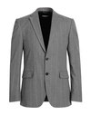 Dondup Man Blazer Grey Size 44 Cotton, Elastane, Polyester, Viscose In Grey