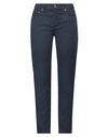 120% Lino Woman Pants Navy Blue Size 6 Linen, Cotton, Elastane