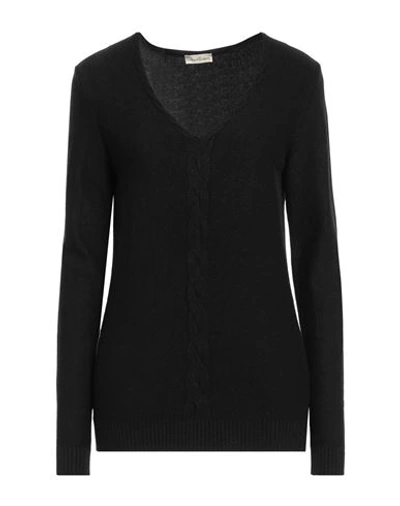 Cashmere Company Woman Sweater Black Size 10 Wool, Cashmere, Nylon, Elastane