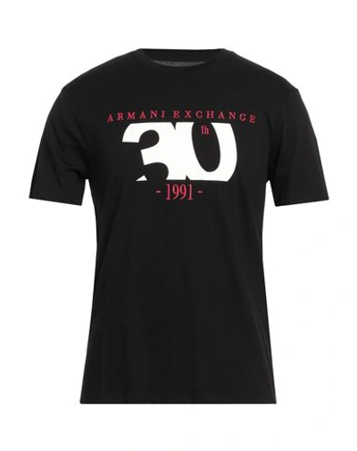 Armani Exchange Man T-shirt Black Size Xl Cotton In Black