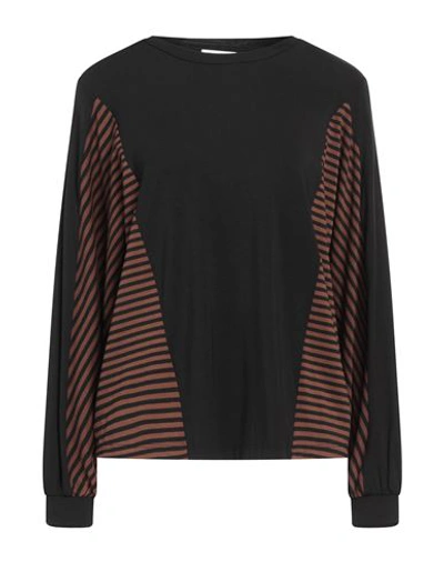 Diana Gallesi Woman T-shirt Brown Size 8 Polyester, Viscose, Elastane In Black