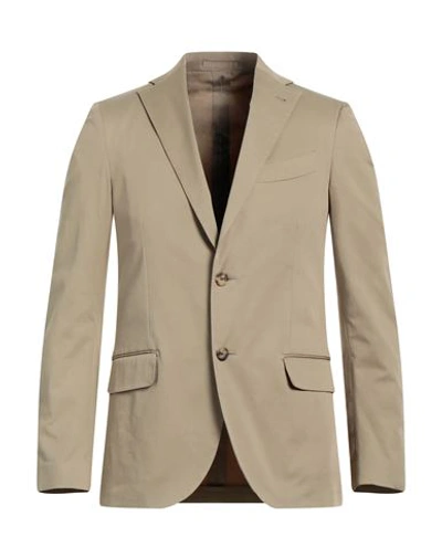 Lardini Man Suit Jacket Sand Size 44 Cotton, Elastane In Beige