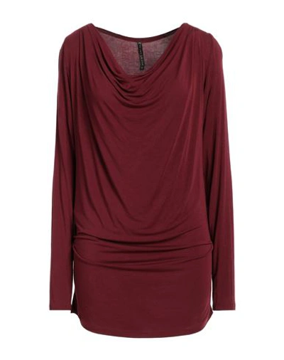 Manila Grace Woman T-shirt Burgundy Size L Modal, Elastane In Red