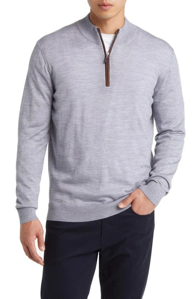 Johnnie-o Men's Baron Quarter-zip Merino Wool-blend Jumper In Light Grey