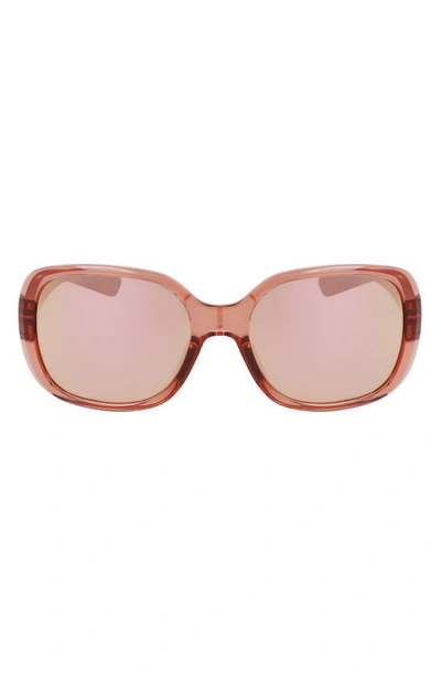 Nike Audacious 135mm Square Sunglasses In Fossil Rose/ Rose Gold Mirror