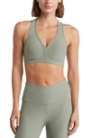 Beyond Yoga Spacedye Lift Your Spirits Active Bra In Grey Sage Heather