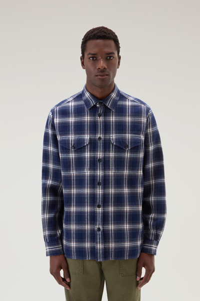 Woolrich Men Blue Check Size Xl In Blue_check