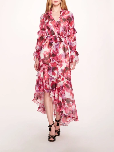 Marchesa Oleander Maxi Dress In Magenta Multi