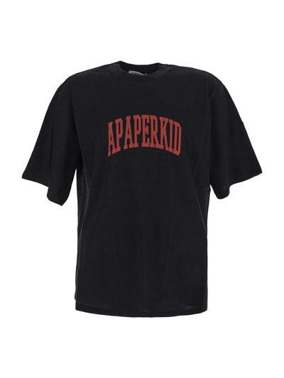 A Paper Kid Cotton Logo T-shirt In Black