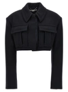Stella Mccartney Cropped Wool Jacket With Button Closure In Black