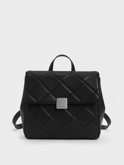 Charles & Keith Lucy Quilted Backpack In Noir