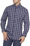 TAILORBYRD ON THE FLY NAVY PLAID PERFORMANCE STRETCH BUTTON-DOWN SHIRT