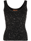 MISSONI BLACK METALLIC-THREADING RIBBED TANK TOP