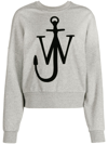 Jw Anderson Anchor-print Cotton Sweatshirt In Grigio