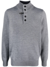 Fay Button-placket Virgin Wool Jumper In Grigio