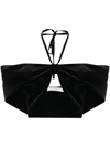 Philosophy Di Lorenzo Serafini Velvet-effect Halterneck Cropped Top In Nero