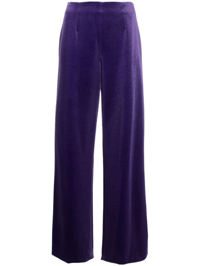 Philosophy Di Lorenzo Serafini High-waisted Velour Flared Trousers In Purple