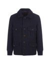 ETRO NAVY BLUE JACKET WITH KNITTED DETAILS