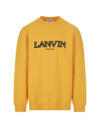 LANVIN YELLOW SWEATSHIRT WITH EMBROIDERED LANVIN CURB LOGO