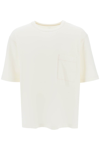 Lemaire Cotton T-shirt With Loose Fit And Round Neck In Light Vanilla (white)