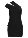 Herve Leger One-shoulder Cutout Recycled Icon Mini Dress In Black