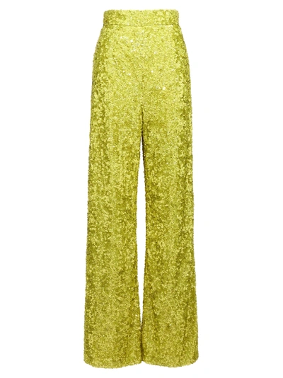 Ermanno Scervino High Waist Sequin Embellished Wide Leg Trousers In Green