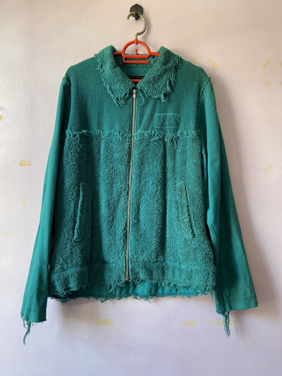 Pre-owned Undercover 05ss But Beautiful Ii Terry Deconstructed Jacket In Emerald Green