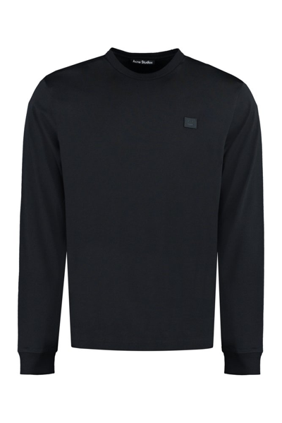 Acne Studios Face Patch Crewneck Sweatshirt In Black