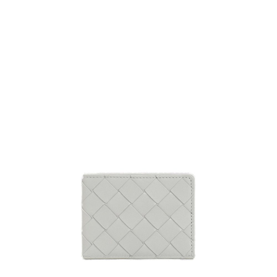 Bottega Veneta Intrecciato Card Holder In Grey
