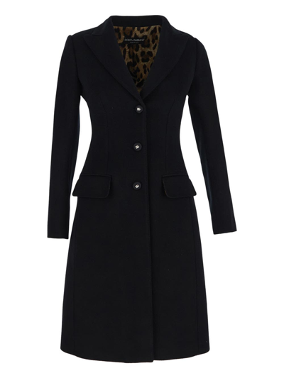 Dolce & Gabbana Single-breasted Button-up Coat In Nero