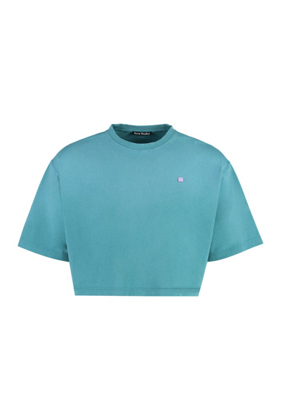 Acne Studios Face Logo Patch Cropped T In Green
